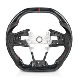 Hydro Dip Carbon Fiber Steering Wheel For Honda Civic 10th Type-R FK8 2016 2017 2018 2019 2020 Perforated Leather Racing Wheel