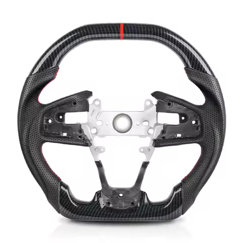 Hydro Dip Carbon Fiber Steering Wheel For Honda Civic 10th Type-R FK8 2016 2017 2018 2019 2020 Perforated Leather Racing Wheel