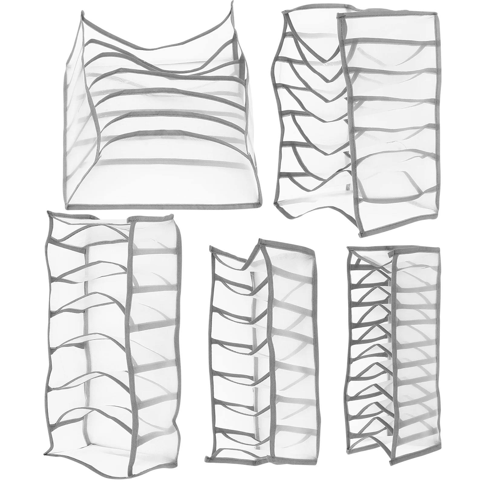 

5pcs Underwear Storage Box Multigrid Drawer Organizer For Socks Bras Jeans T-Shirts Closet Wardrobe Panty Organizer Nylon