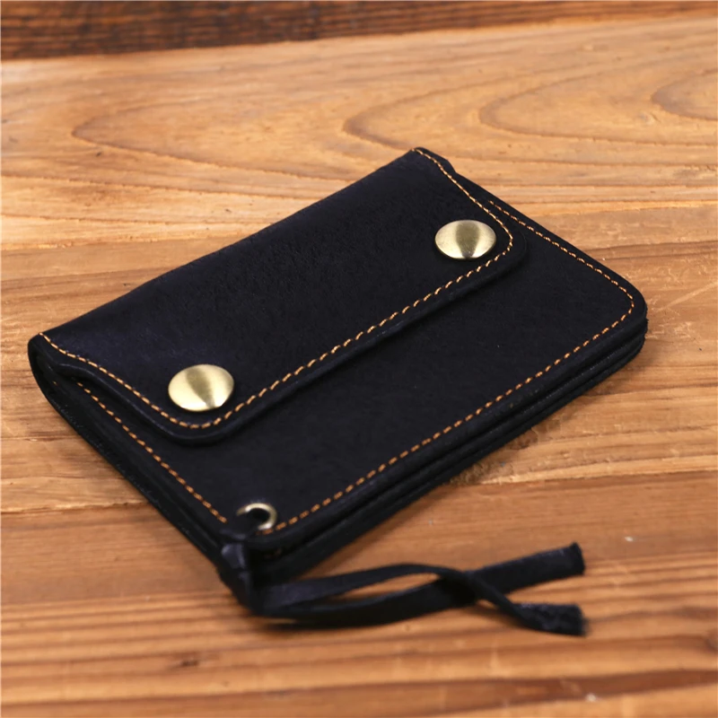 100% echtes Leder Brieftasche Für Männer Männlich Marke Vintage Handgemachte Kurze Kleine männer Geldbörse Karte Halter Mit Zipper Münzfach tasche – Detail 28