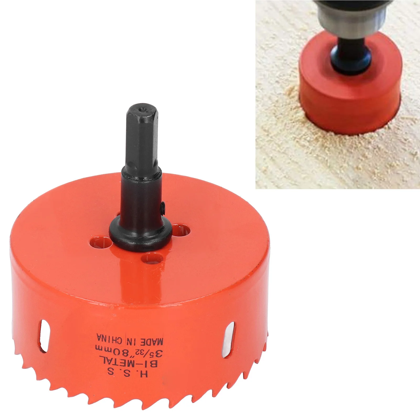 HSS Hole Saw with Mandrel 80mm Cutting Sharply Teeth Hole Drilling Cutter for Soft Metal Wood Hole Drilling Cutter Wood Hole Saw