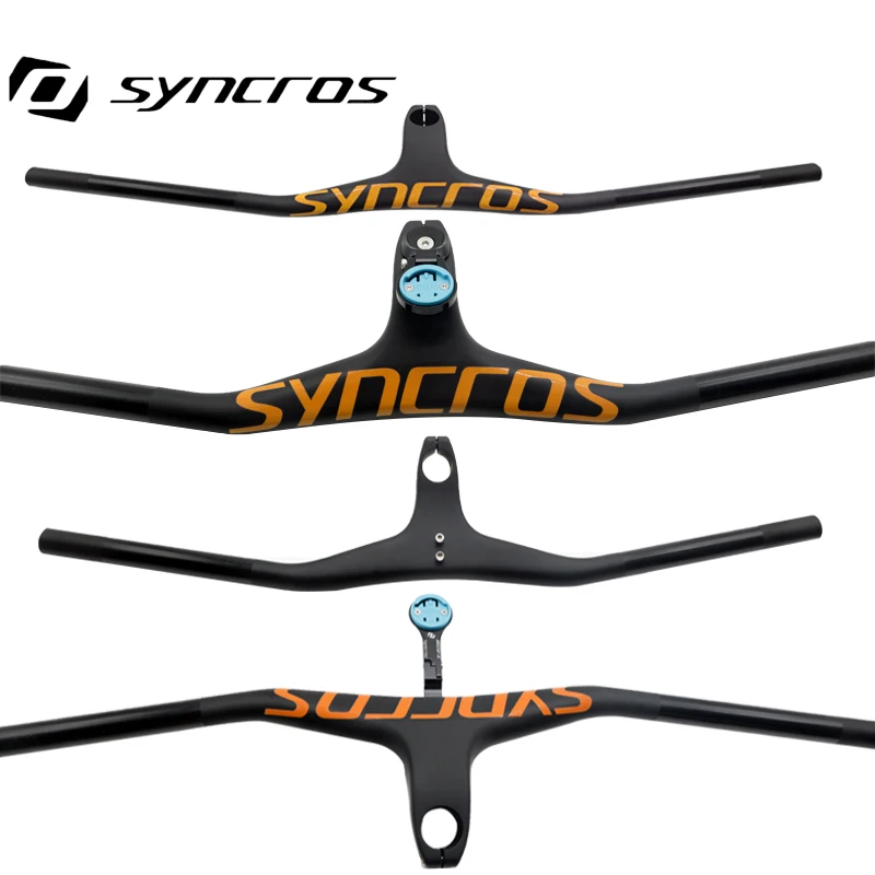 Syncros Full Carbon handlebar 660-800mm MTB Integrated Cockpit Handlebar -17°  Racing Bike Handle Bars bike frame parts  yellow