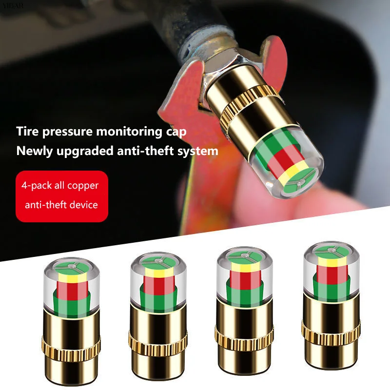 1 Set DIY Accessories Car Tire Pressure Gauge Indicator Alert Monitoring Valve Cap Sensor External Valve Detection Monito