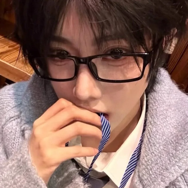 Japonês pequeno quadrado óculos quadro para mulheres moda azul luz bloqueando óculos retro preto na moda leitura y2k óculos