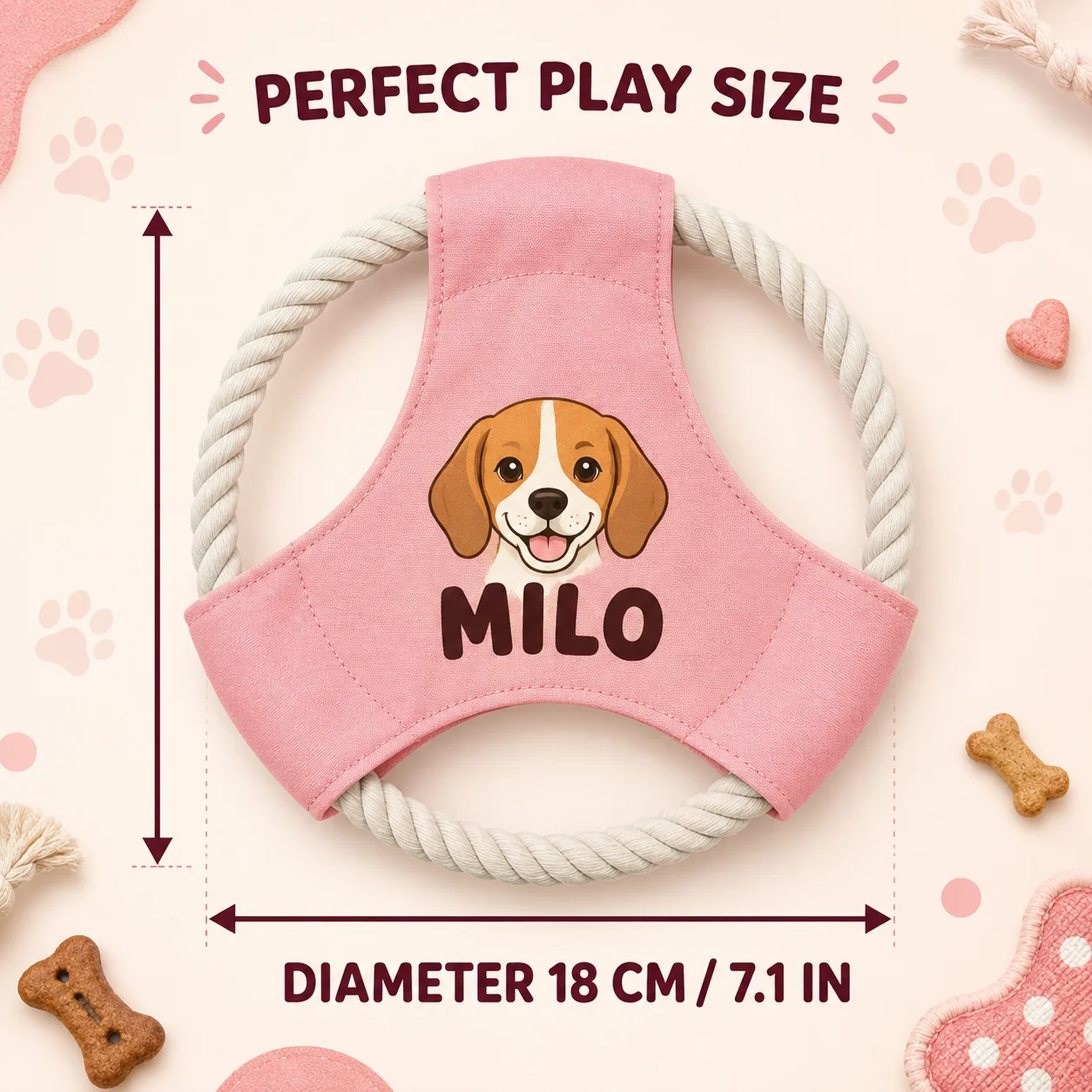 Personalized Dog Frisbee Toy Custom Pet Name & Dog Rope Ring Flying Disc Interactive Outdoor Training Play Toy Gift for Dogs