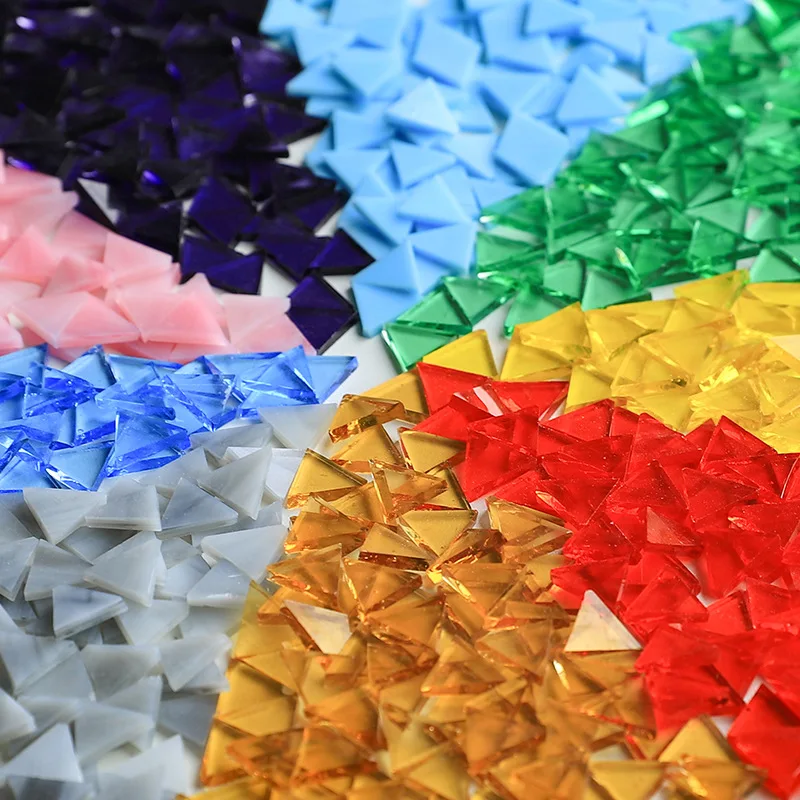 200G 290PC Triangle mica Mosaic DIY pieces Handmade diy stained glass work material Bag Turkish Light accessories Crystal glass