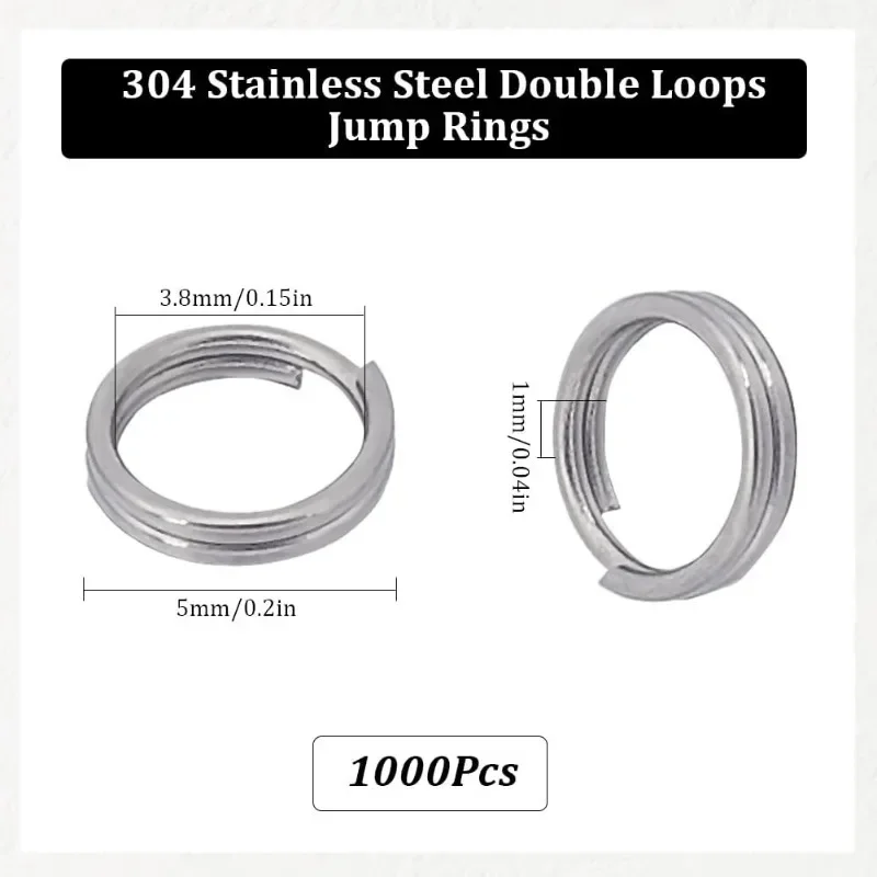 1000Pcs 5mm Silver Jump Ring Stainless Steel Split Rings Bulk Double Loops Round Small Metal Rings Connectors for Jewelry