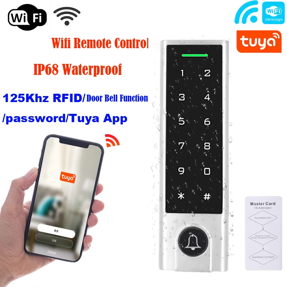 Wifi app teclado de controle acesso 125khz leitor cartão rfid bloqueio aberto à prova dwaterproof água teclado bloqueio wi fi remoto aberto em qualquer lugar