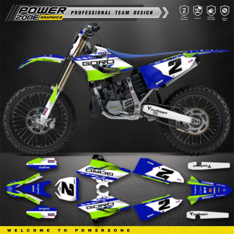 PowerZone Personalizado Equipe Gráficos Fundos Decalques Para 3M Kit de Adesivos Para YAMAHA 2015-2021 YZ125-250 16-21 YZ250X 042