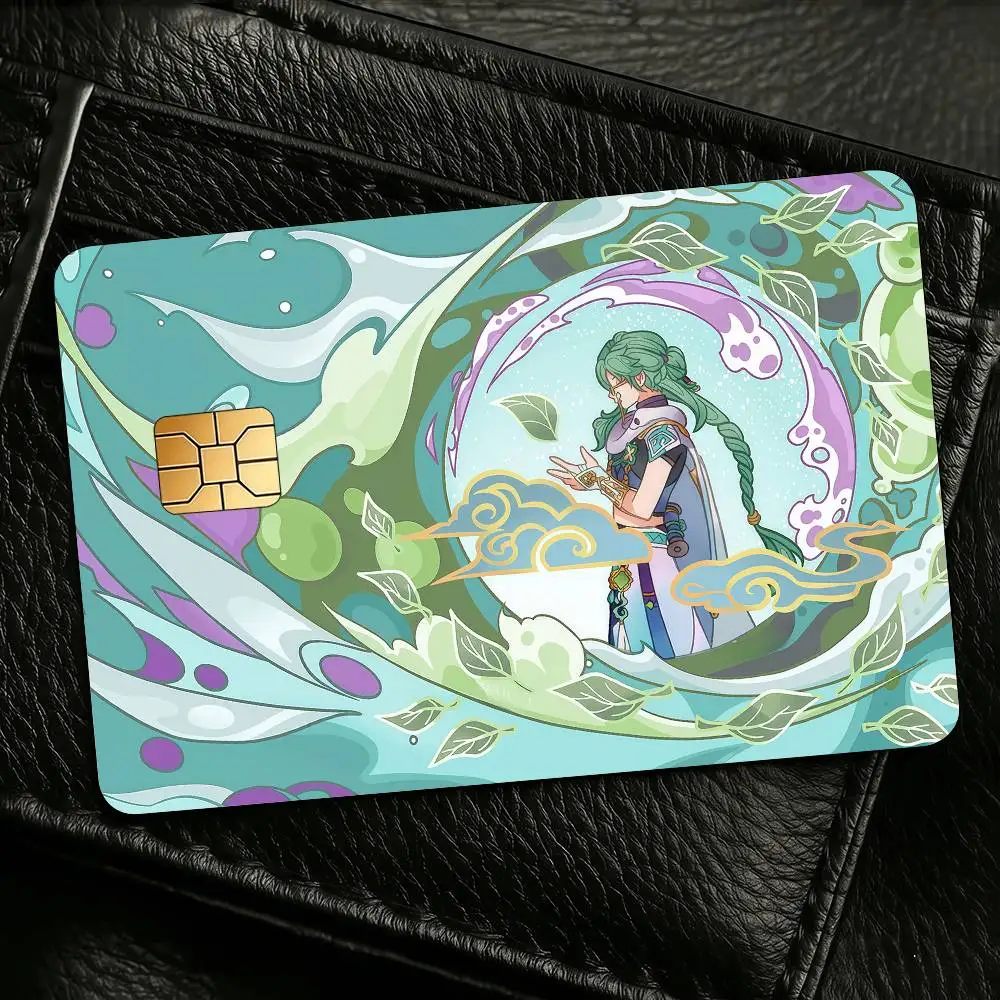 Game Genshin Impact Characters Credit Skin Cover Card Stickers 4PCS Film Bus Pass Front Decoration Bank Debit Waterproof