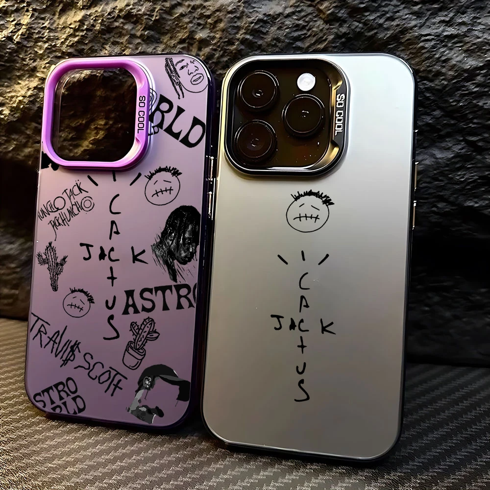 Funda de teléfono de lujo para iPhone, carcasa trasera a prueba de golpes, mate caramelo, Travis Scott Cactus Jack, 15, 14, 13, 12, 11 Pro Max, X,