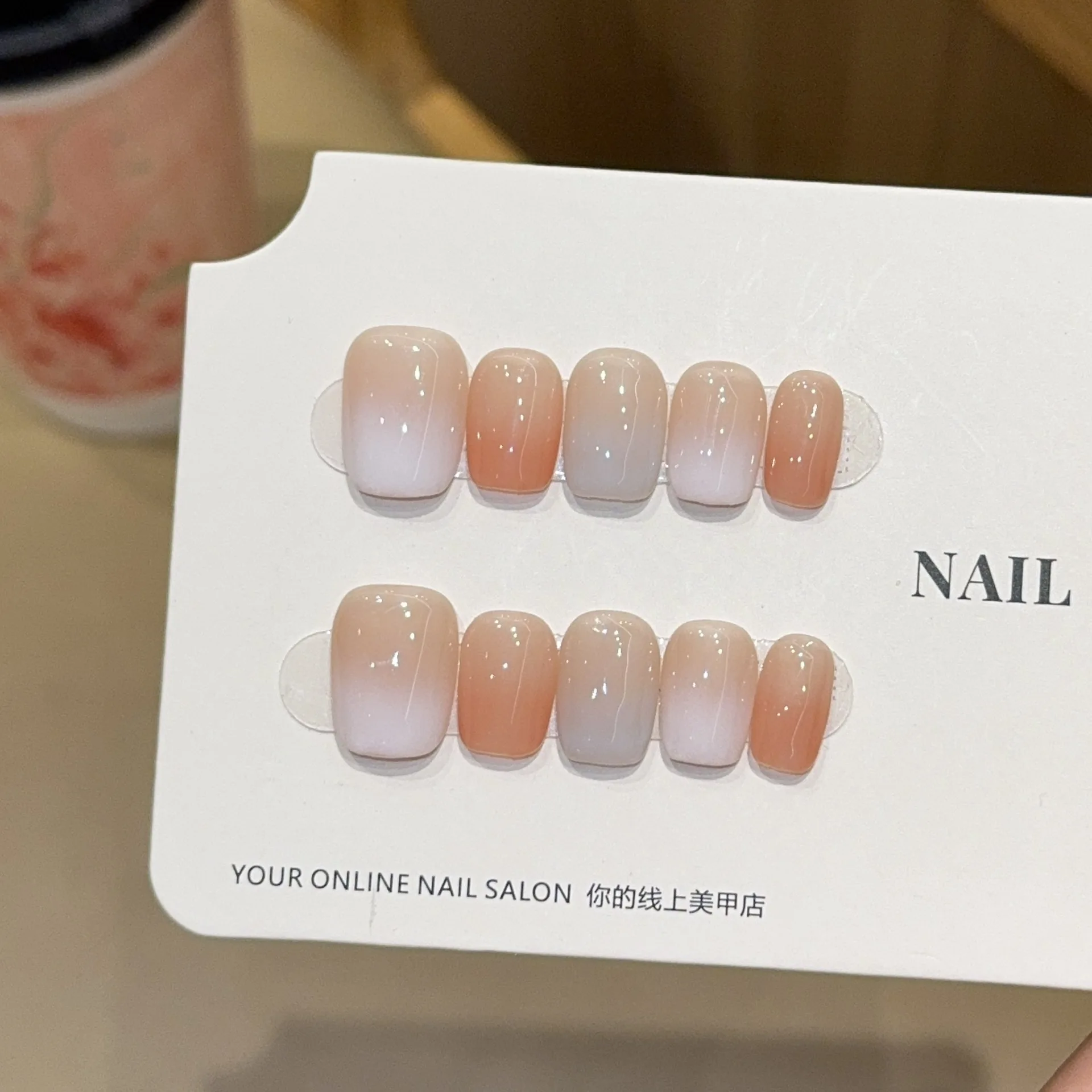 

10 шт., Aurora Cat Eye Press on Nails, полное покрытие, сладкий цветной французский блеск для ногтей, короткие квадратные носимые инструменты ручной работы для накладных ногтей