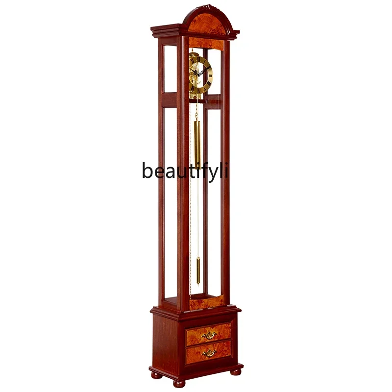 

Y New Chinese floor clock living room light luxury small floor clock solid wood creative mechanical floor