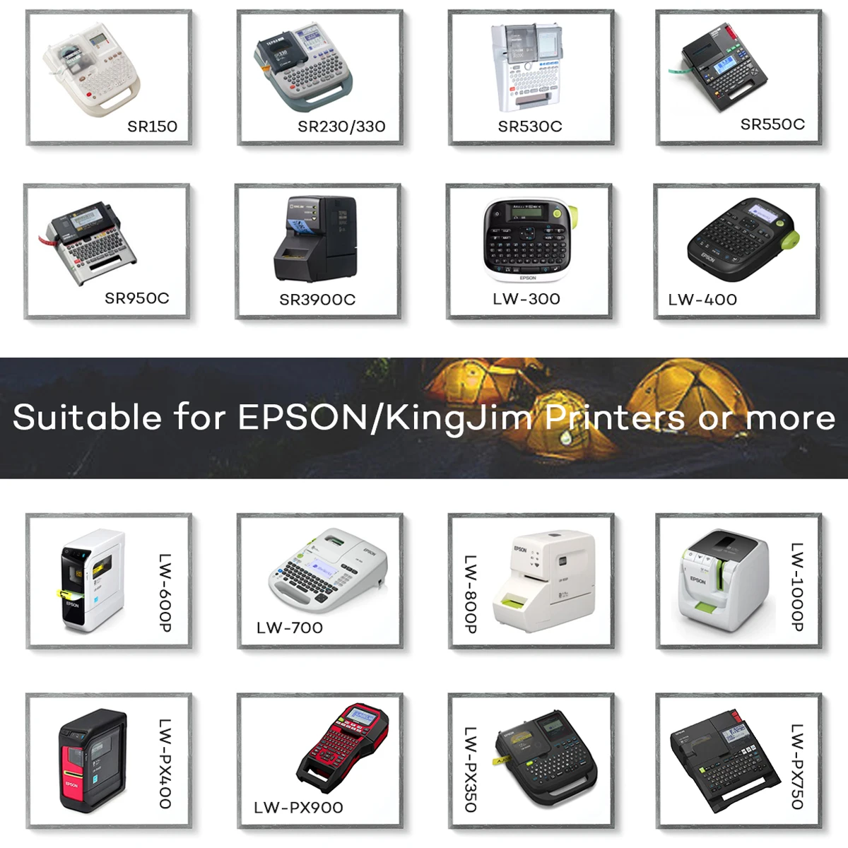 Imagem -04 - Compatível Epson Kingjim Etiqueta Cassete para Lw300 Lw-400 Lw600p 10pk Ss12kw Lc4wbn9 Lk-4wbn 12 mm Preto no Branco