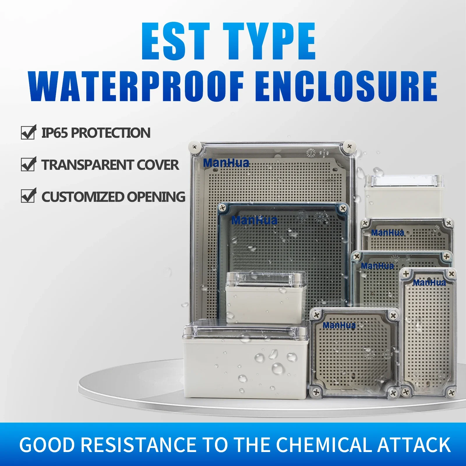 ManHua Transparent Cover Outdoor Waterproof Electrical Junction Box ABS plastic Enclosure Case Distribution box