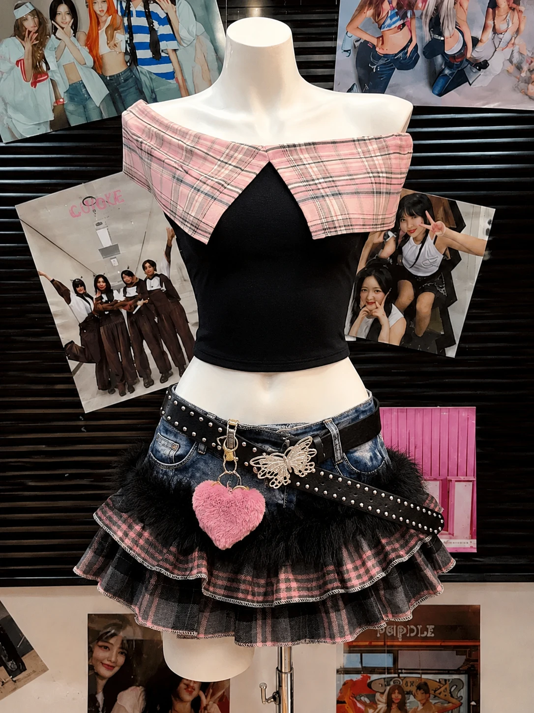 American Y2K Vintage Black Leopard Print Denim Skirt Women Punk Vintage Fashion Mini Skirt Alternative Grunge Streetwear New