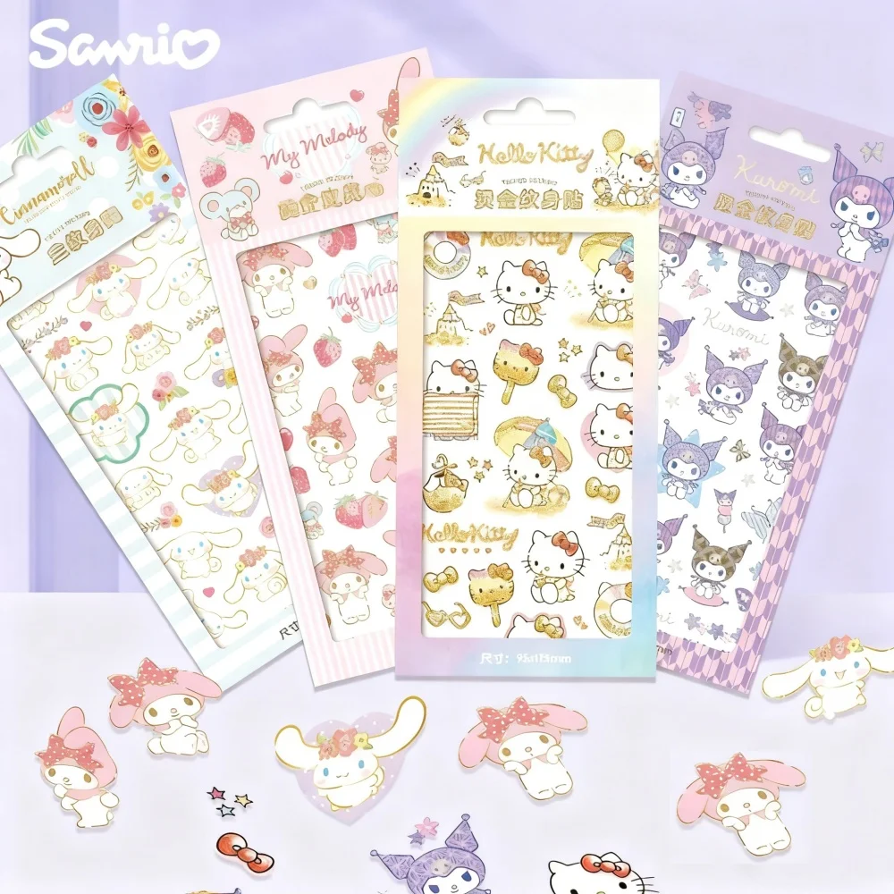 حقيقية سانريو الكرتون Diy بها بنفسك الوشم ملصقات لطيف مرحبا كيتي كورومي ميلودي الوجه والذراع خربش الشارات الغيتار الأمتعة ديكور ملصق #1