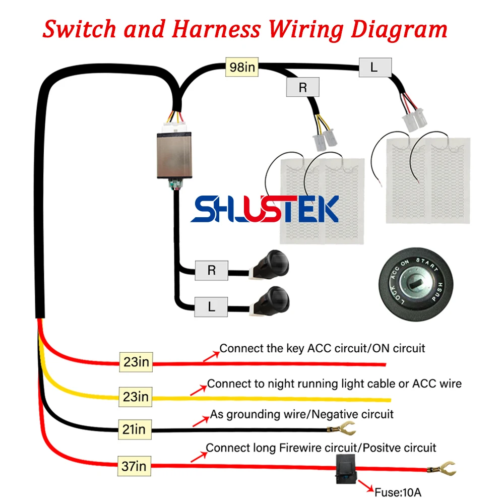 12v Autos itz heizung Kit für 2 Sitze mit 4 stücke 25w Heizkissen & Dual-Control-Schalter für Toyota Camry Corolla Rva4 Highlander – Detail 3