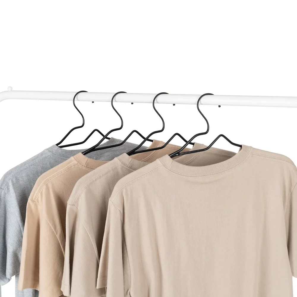 10‑Count Black Non‑Slip Clothing Hangers, Chrome Metal Hooks, Durable Closet Storage Hangers for Shirts, Jackets & Household Wardrobe Organization view 6