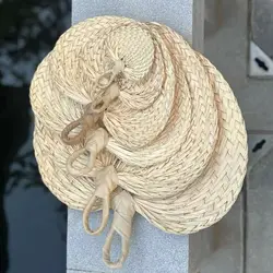 Rattan Fan Pure Handmade Weave Palm Leaves Hand Fan Summer Cooling Fan Hand Fan For Party Wedding Camping Farmhouse Ornament