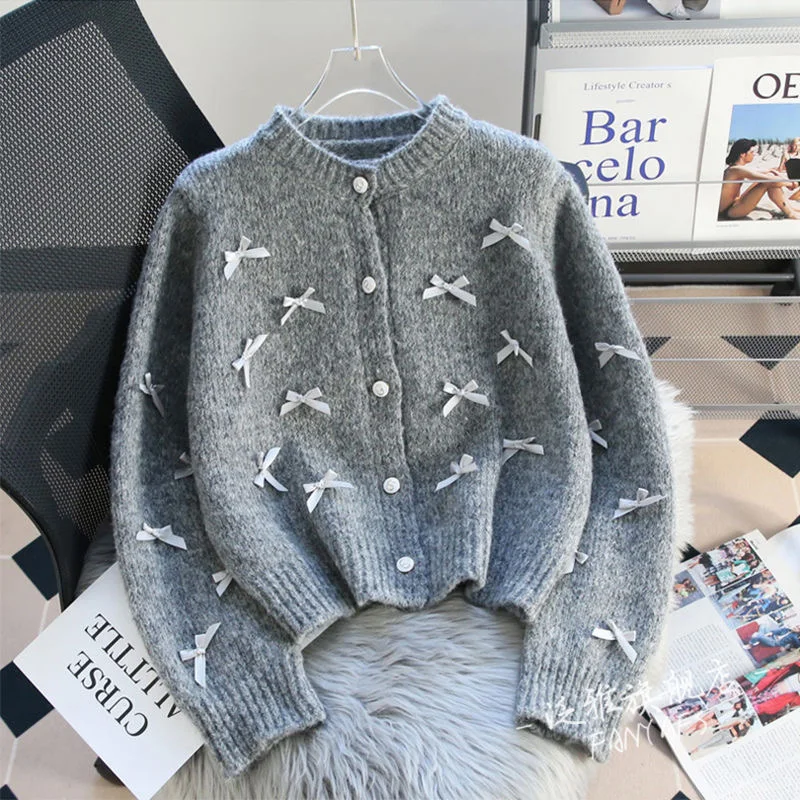 Vintage Women Cardigan Sweater Coat Fashion Casual Knitted Jacket Long Sleeve Casual Korean Autumn Streetwear Warm Tops New