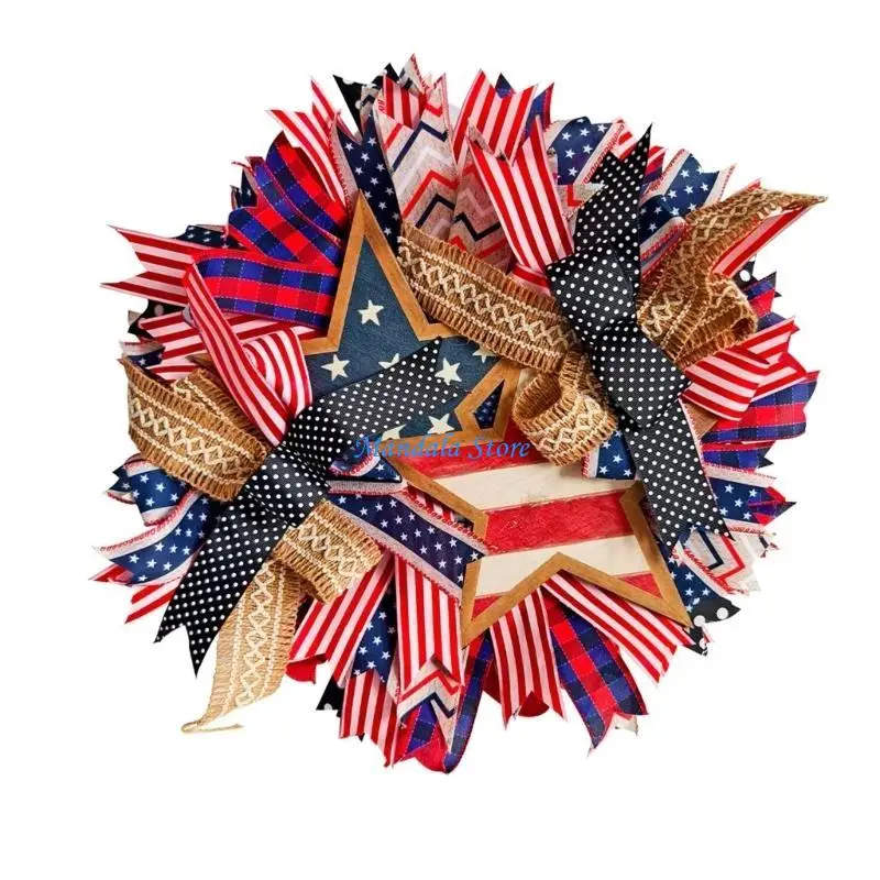 

U2JC Patriotic American Wreath for Front Door Independence Day Wreath for Window Wall Decorations Festival Gift 40/50cm