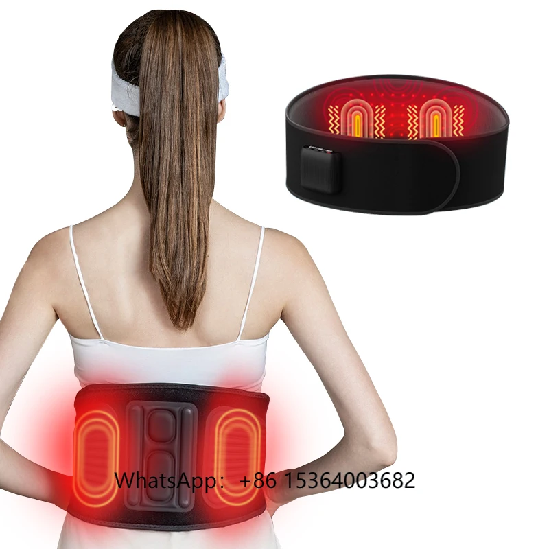 TJXL-Konbest Cordless Pain Relief Hot Compress Vibration Waist Massage Belt Red Light Therapy Infrared Heating Back Massager