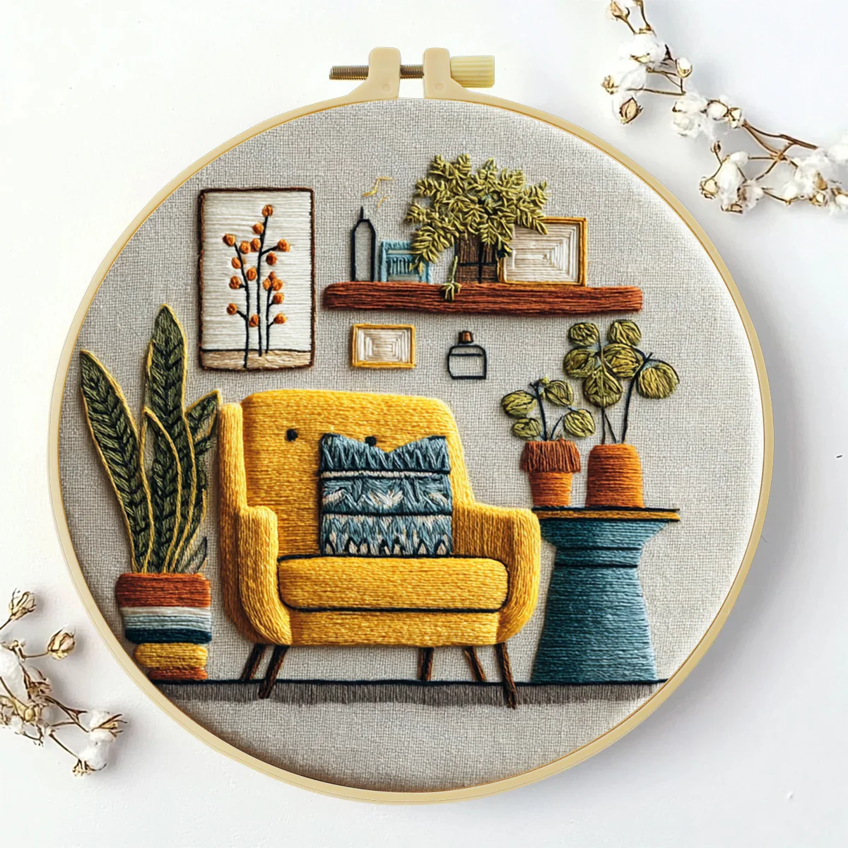1 Stück 20X20CM/15X15CM 7,87/6,3 Zoll Sofa-Stickerei-Starter-Kit DIY-Kit DIY-Stickerei-Set für Anfänger – Detail 2