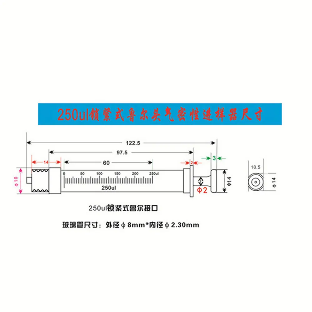 For Gas Chromatography Microsampler 250ul 500ul 2500ul 5000ul 10ml 25ml 50ml 100ml Syringe Ruhr Locking Head Replaceable Needle