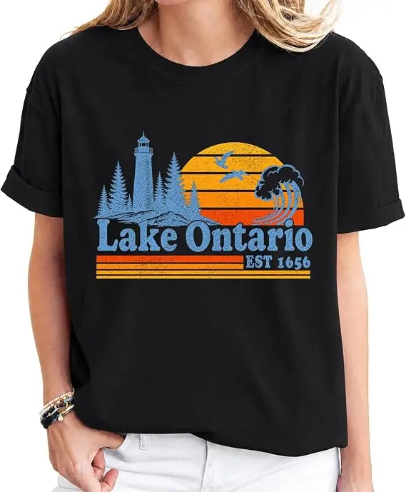 Ontariosee T-Shirt „Always Lake Ontario and The Gulf of Mexico“ Shirt Klassische 70er 80er Retro-Ästhetik Kleidung für Frauen Männer T-Shirts – Detail 23