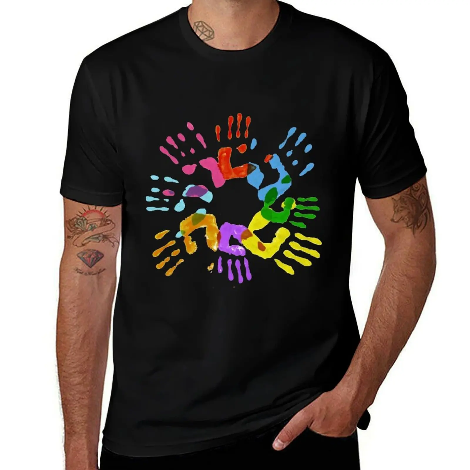 

colorful hands print T-Shirt t shirt personalised t shirt man designer T-Shirt
