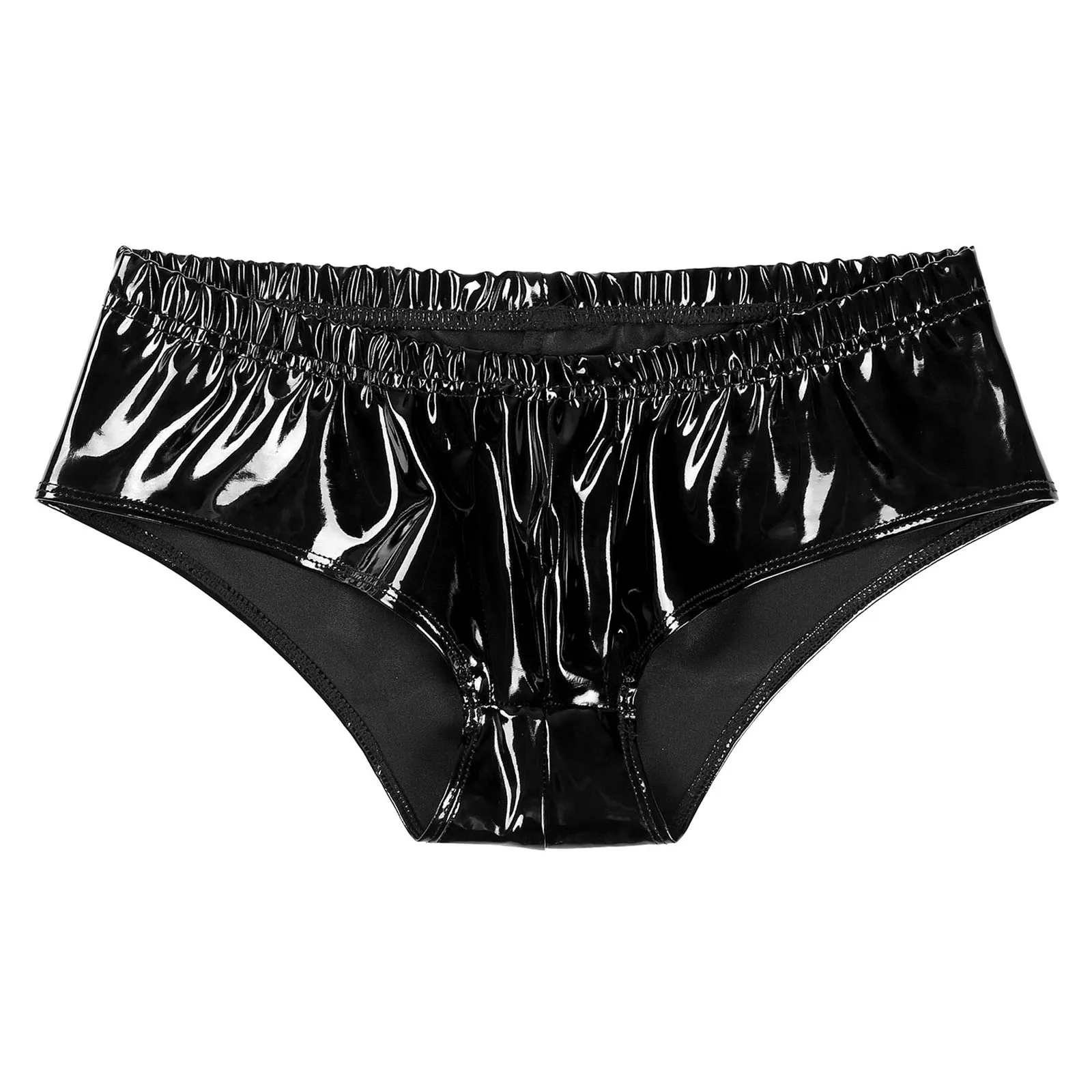 Mens Low Rise Patent Leather Briefs Wet Look Elastic Waist Underpants Underwear Nightclub Party Pole Dancing Costume Nightwear