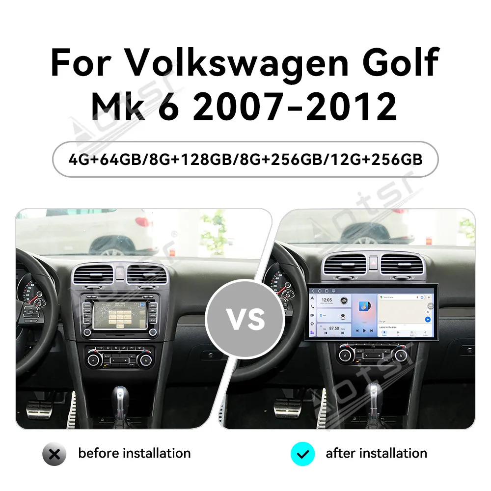 CarPlay 15.8’’ Android 15 For Volkswagen Golf Mk 6 20072012 Car accessories Car GPS Navigation HD Screen Multimedia Player Head