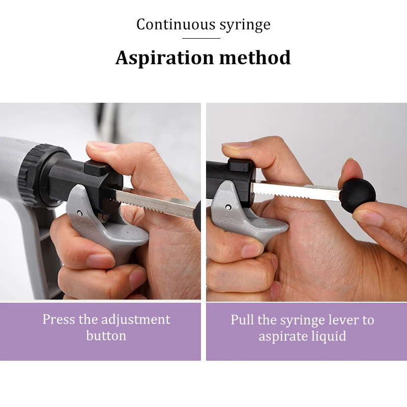 Semi-Automatic Veterinary Continuous Syringe Animal Injection Adjustable 25/50ml Vaccine Syringe Livestock Cattle Sheep Poultry