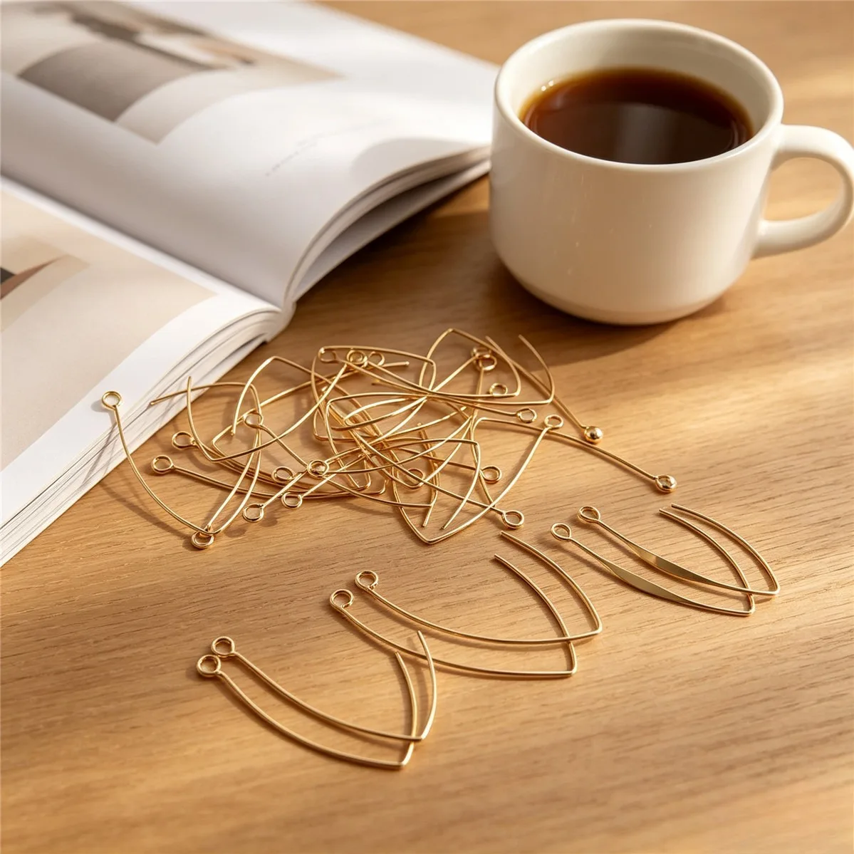 Brass Gold Plated Large V-shaped Long Ear Hooks DIY Ins Trend Handmade Dangle Earring Jewelry Findings