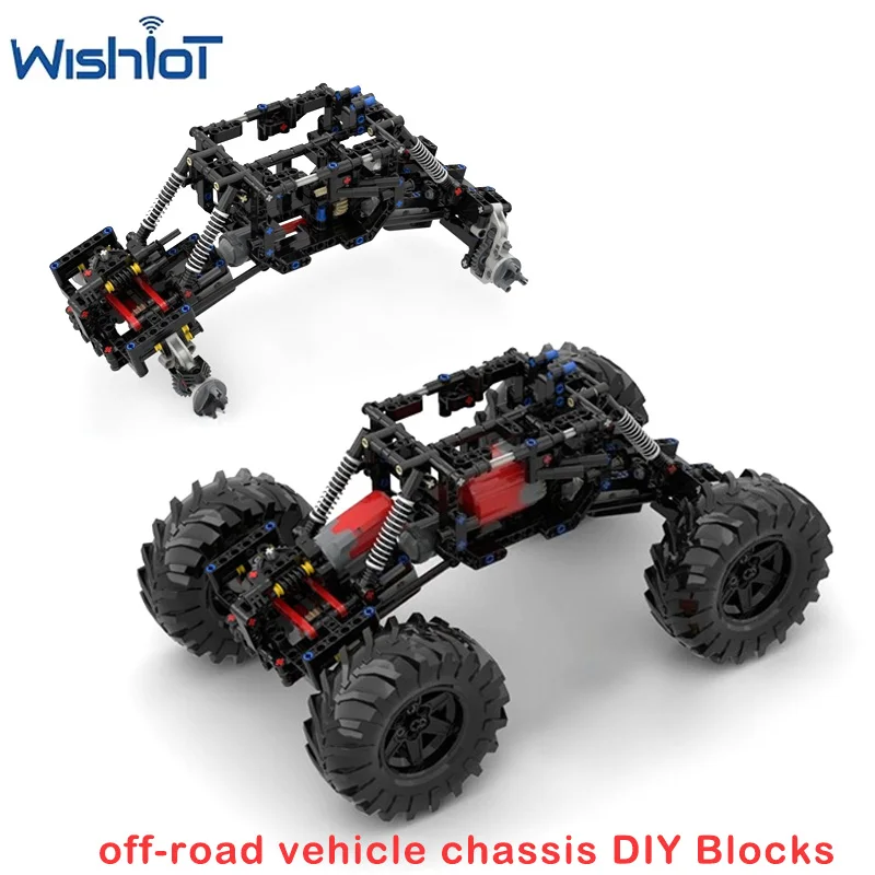 

Конструктор MOC: Шасси полноприводного внедорожника для сборки, модель автомобиля, развивающая игрушка-головоломка, технологичные кирпичики, подарок