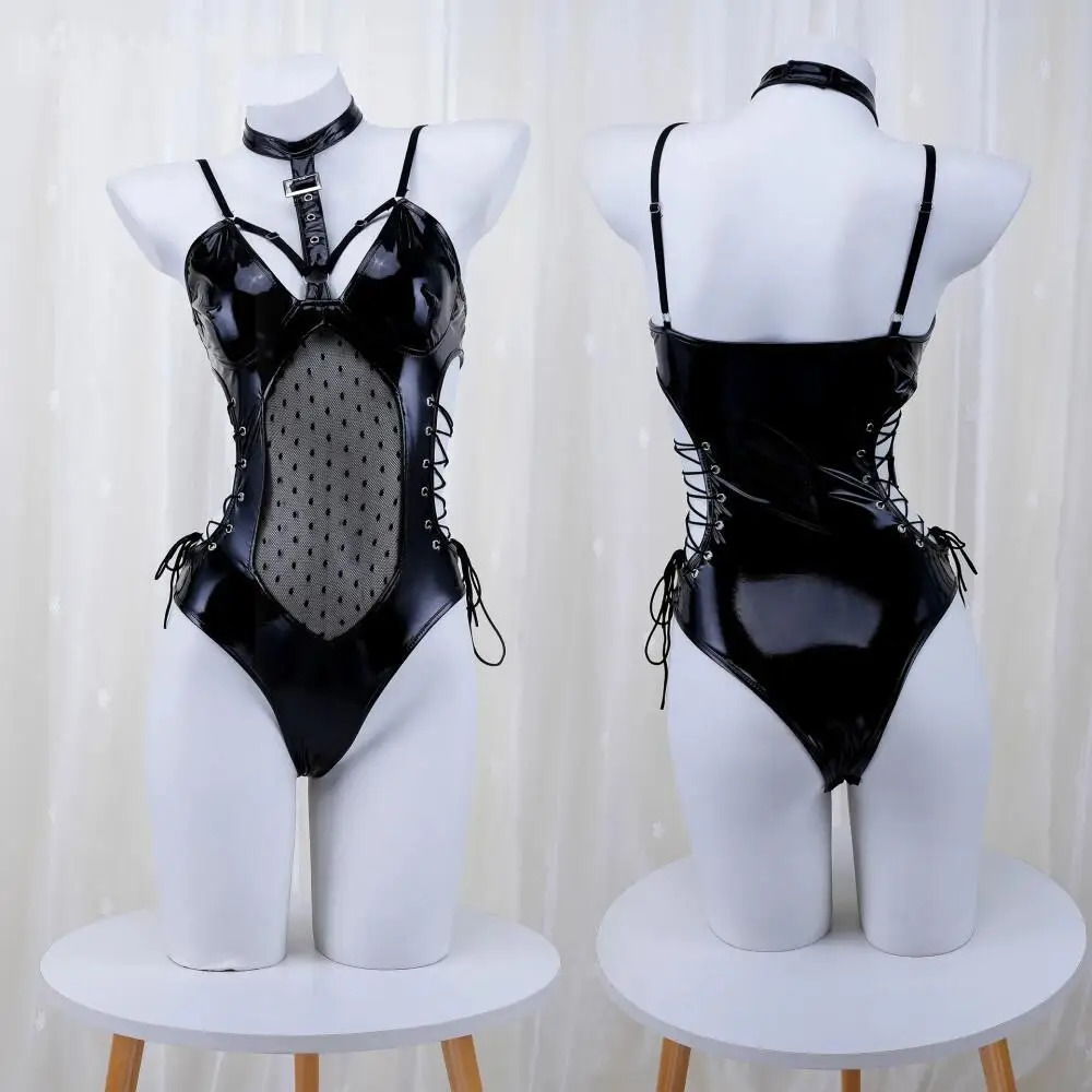 

Succubus Cospaly костюмы слинг сексуальное кожаное боди женское сетчатое волнистое пятно прозрачная ночная рубашка нижнее белье наряды Хэллоуин S