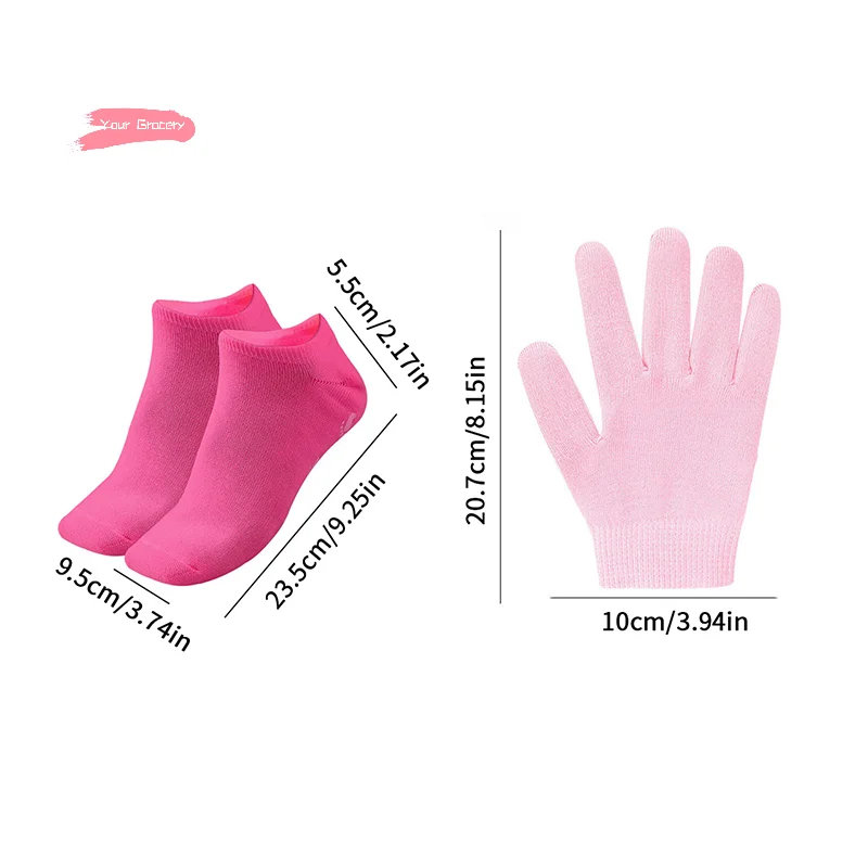 1 paio di guanti e calzini idratanti con olio essenziale multicolore per piedi secchi e screpolati Kit di massaggio nutriente per la cura dei piedi della pelle