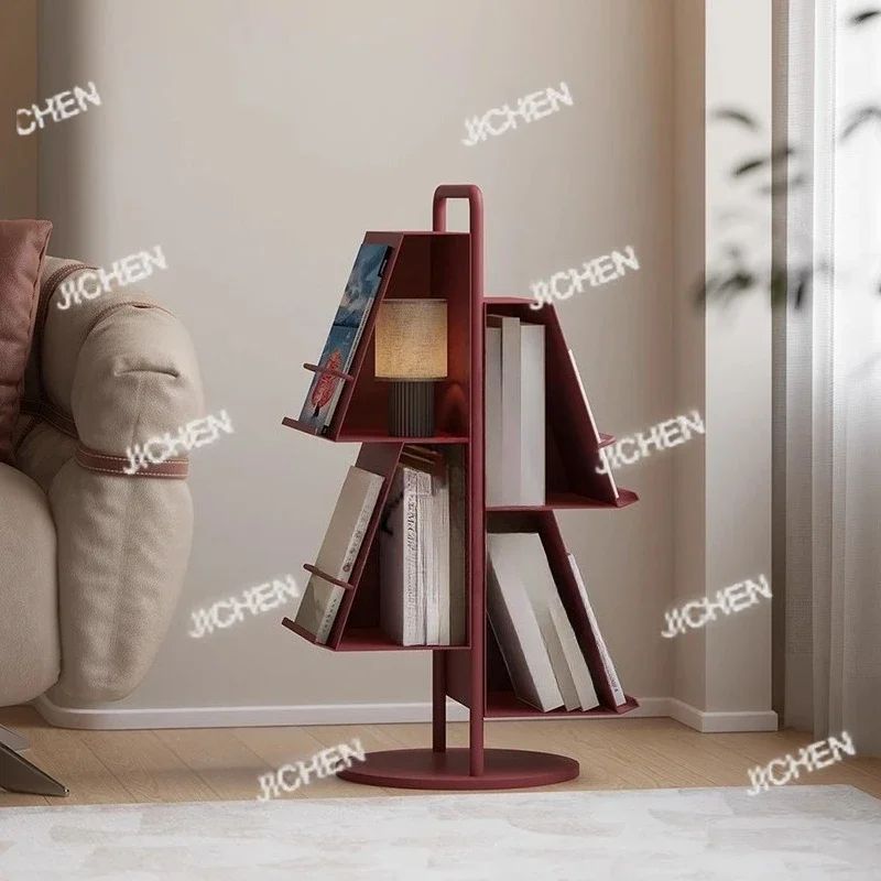 HSMinimalist Design Floor Bookshelf Home Newspaper Display Reading Storage Magazine Rack Sofa Side Table Creative Furniture