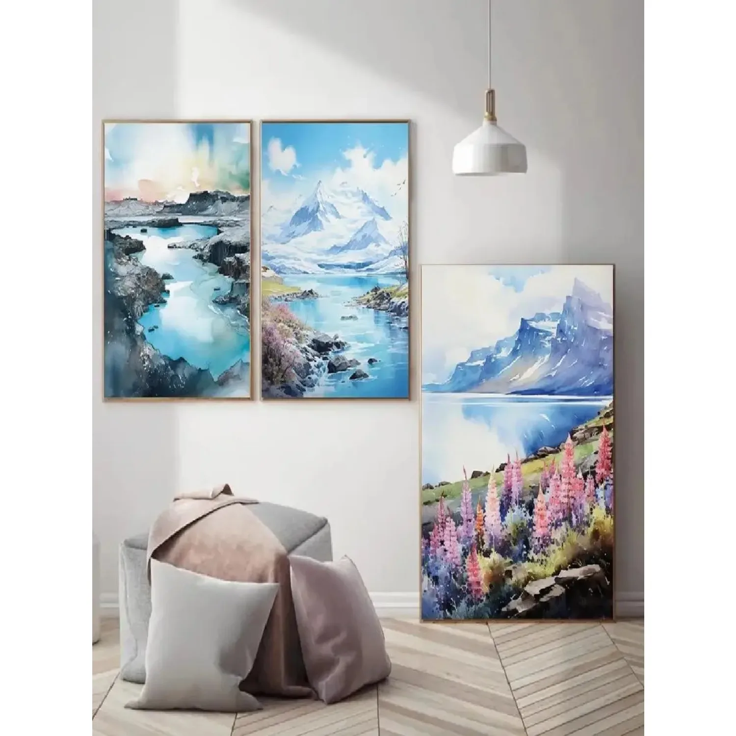 أيسلندا البرية طبيعة المشهد المشارك نهر الجبل البحر شلال قماش جدار ديكور فني للمنزل #2