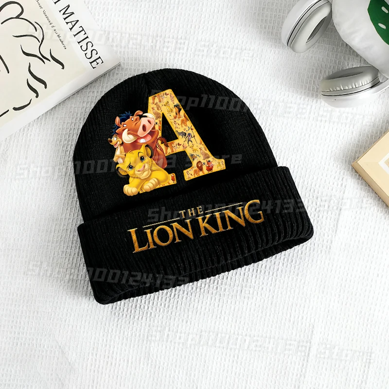 

Mufasa Lion King Kids Knitted Hats Cute Letters A-Z Disney Simba Pumbaa Print Boys Casual Beanie Headgear Outdoor Warm Knit Caps