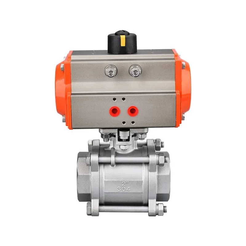 Three-piece pneumatic ball valve high platform ball valve switch internal thread high temperature stainless steel