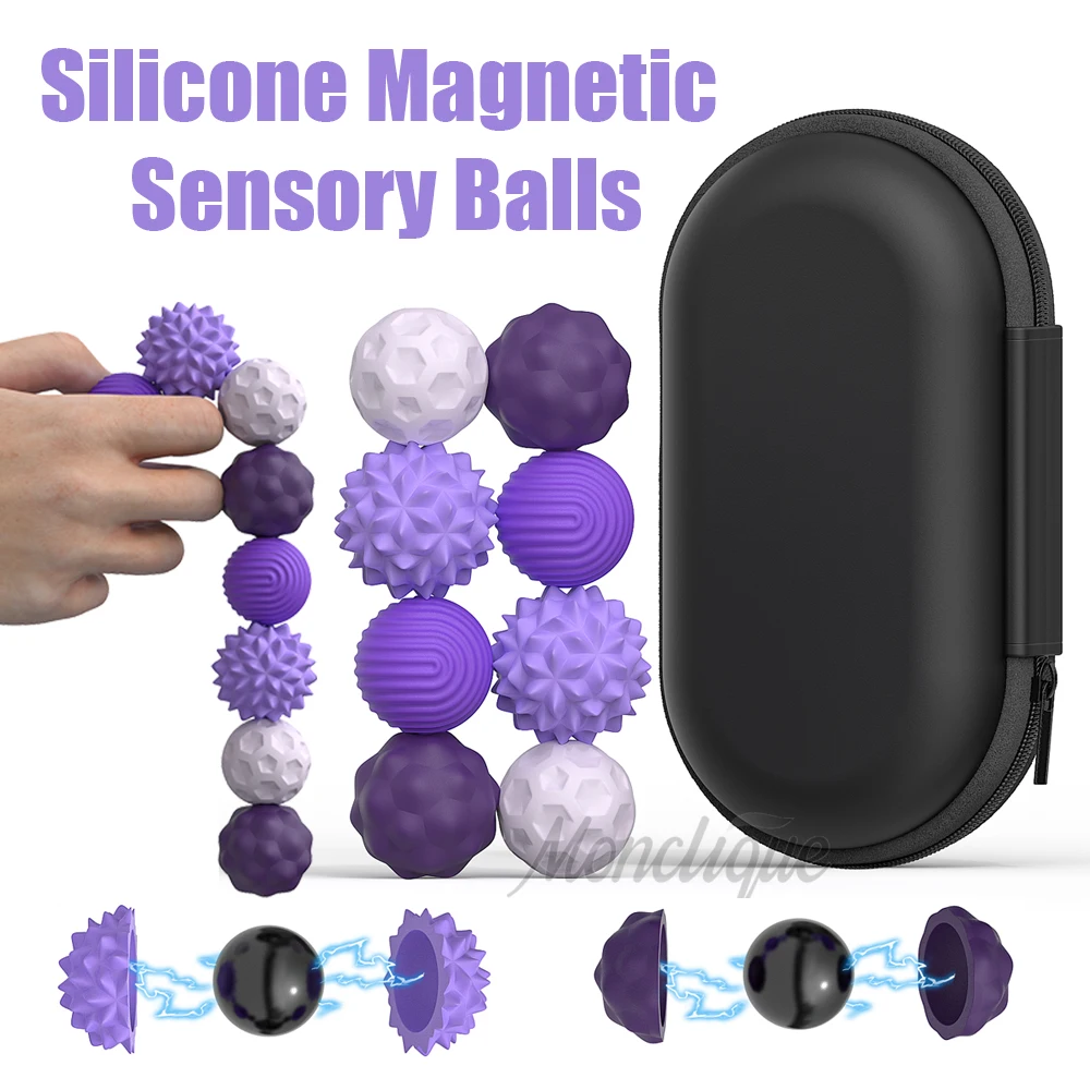 8PCS Silicone Magnetic Balls Durable Fidget Toy Kids Miniature Model Hand Sensory Toy Relaxation Gadget for Adults and Teenagers