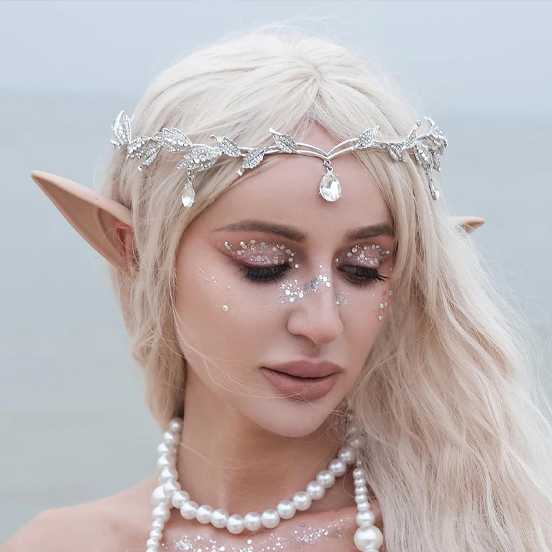 

1pcs Vintage Fairy Crown Tiaras for Women Crystal Leaves Elf Tiara Bandana Costume Hair Jewelry Hair Accessories