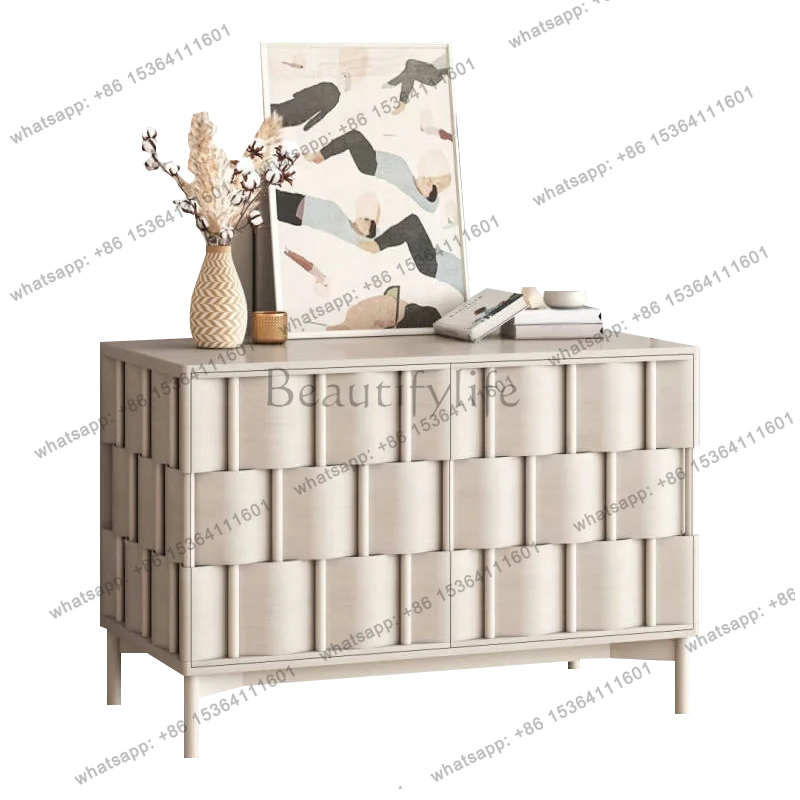 

American light luxury solid wood porch cabinet entry living room decorative locker