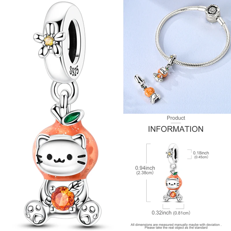 Frucht-Charm 925 Sterling Silber Erdbeere Kirsche Avocado Perlenanhänger Passend für Europäische Armbänder DIY Damenschmuck Geschenk 2026 – Detail 15