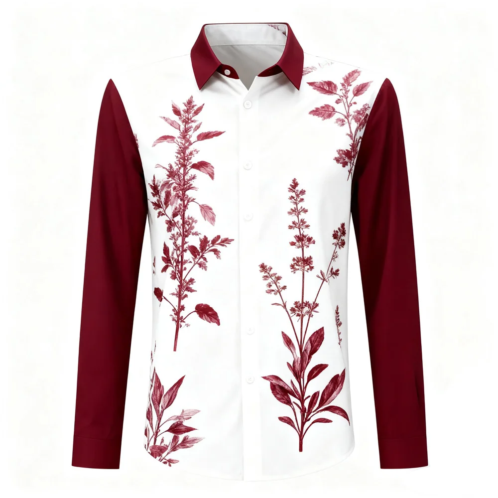 New Men's Soft Short-Sleeved Simple Business Casual Style Grinch Shirt with Reindeer Print Hawaiian New Year Gift Men's Clothes