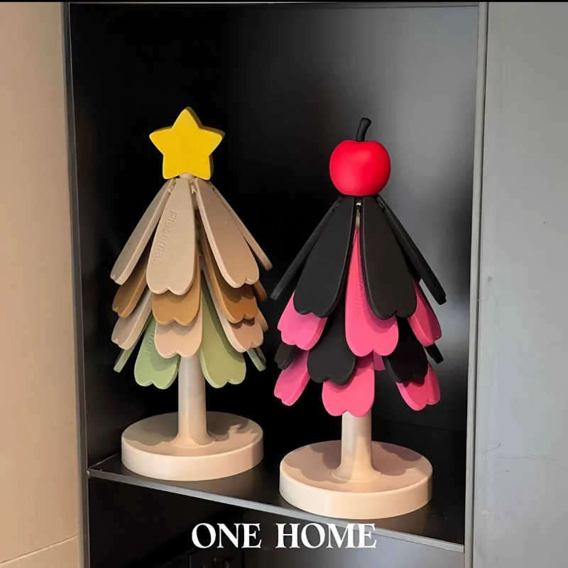 قسط شجرة عيد الميلاد على شكل حصيرة مقاومة للحرارة الإبداعية ارتفاع درجة الحرارة سيليكون الجدول حصيرة وعاء حصيرة وسادة مقاومة للحرارة #1