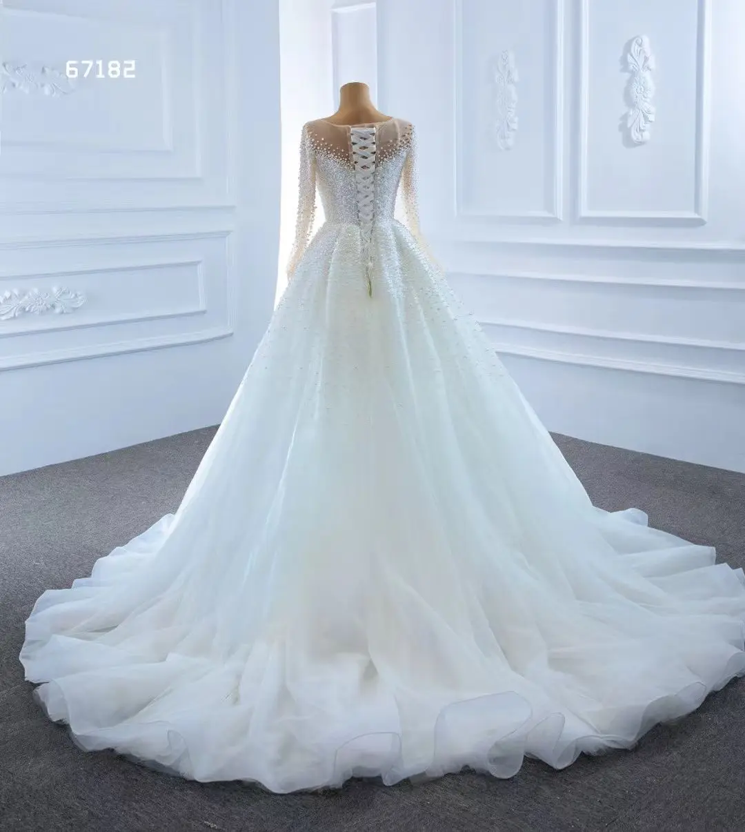 Illusion Langarm Kristall Meerjungfrau Hochzeit Kleid mit entfernen zug robe de mariage Perlen Lace-up Korsett Zurück Braut kleider