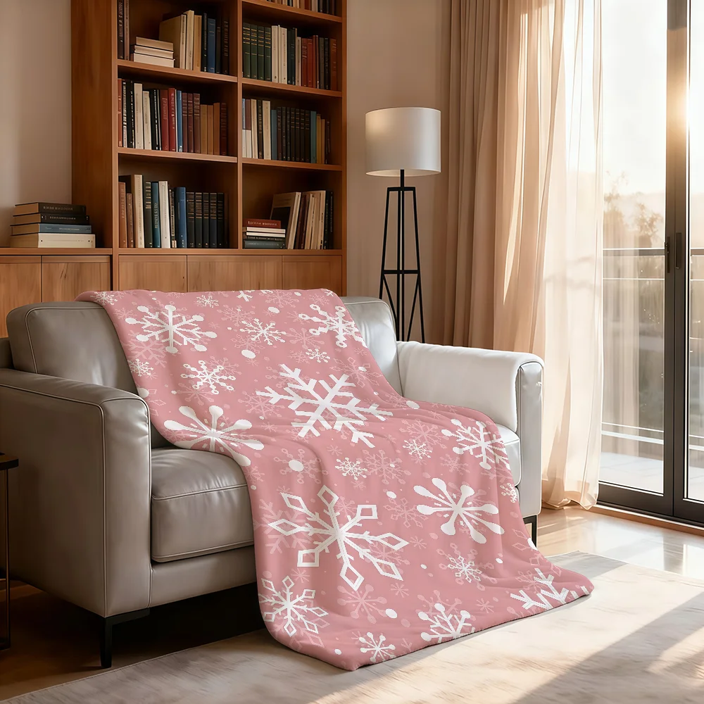 P-Pink S-Snowflake P-Pattern Blanket Soft Throw Blanket for Home Bedroom Bed Sofa Picnic Travel Office Rest Cover Blanket Gift